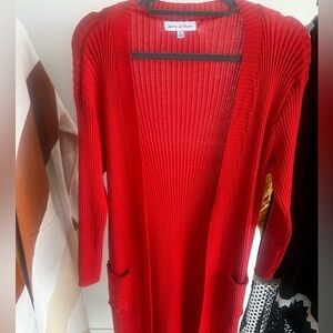 Red Open-Front Women's Sweater